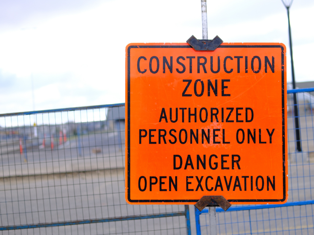 What is danger zone demarcation on a construction site?