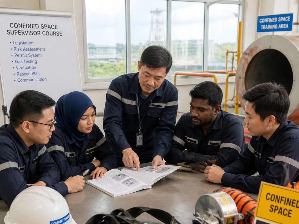What does a confined space supervisor actually control on a Singapore site?