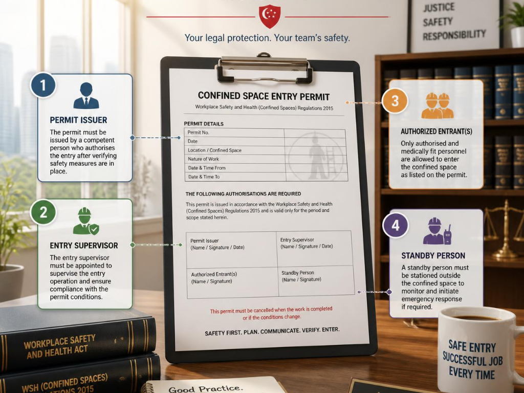 What must legally appear on a confined space entry permit?