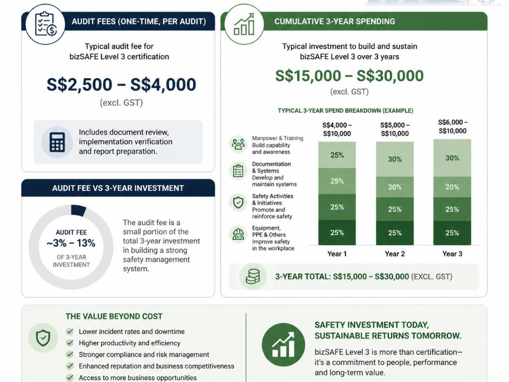 What does bizSAFE Level 3 actually cost in Singapore in 2026?