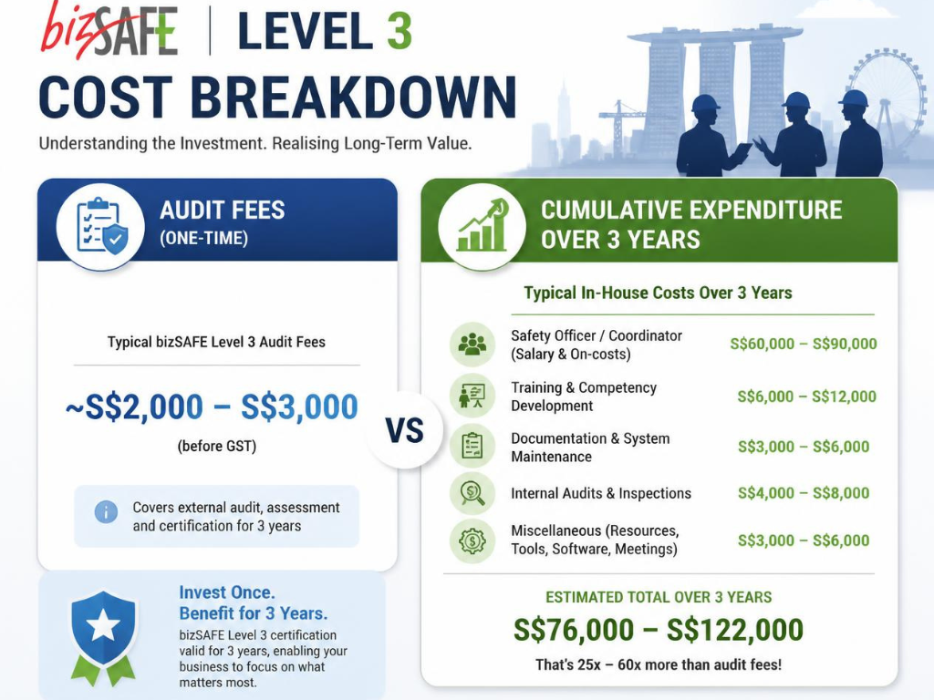 bizSAFE Level 3 Cost Singapore: Audit Fee vs 3-Year Spend