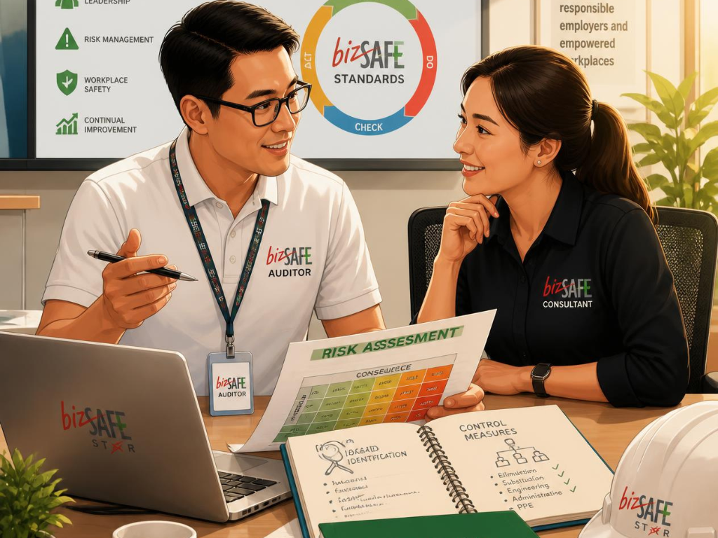 What is the difference between a bizSAFE auditor and a bizSAFE consultant?